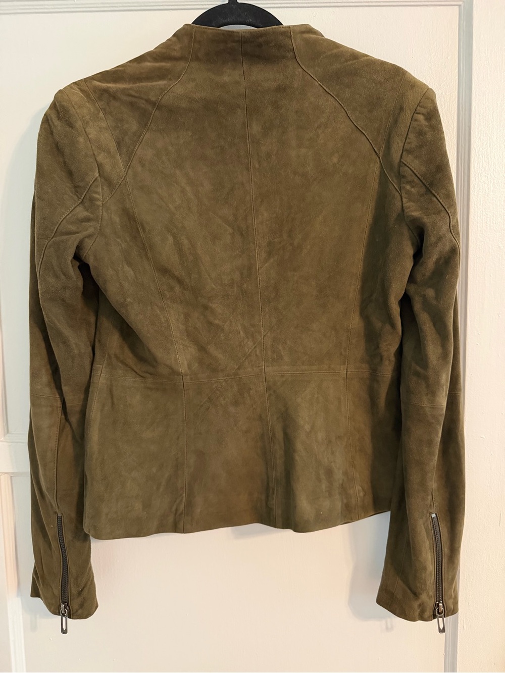 Vince Olive Green Suede Asymmetrical Zip Jacket - Picture 2 of 2